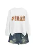Amazon eBay Estação Independente Casual Fofo Divertido Feminino Cinco Dachshunds Folha de Bordo Gola Redonda Manga Longa Camisa Moletom