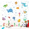 Fábrica de adesivos de parede atacado novo desenho animado Peixe Feliz mundo subaquático terceira geração removível adesivos de parede decorativos XL7206