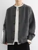Cárdigan de Punto con Medio Cuello y Botones para Hombre, Suéter Sencillo Estilo Japonés, Chaqueta Suéter de Alta Gama para Hombre para Primavera y Otoño