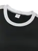 Camiseta Nueva de Verano para Hombre Transfronteriza Amazon Moda Casual Deportiva Combinación de Colores Cuello Redondo Top Básico de Manga Corta