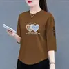 Comercio exterior transfronterizo ropa de maternidad, camiseta de manga tres cuartos para mujeres de mediana edad y mayores, holgada, casual, top básico versátil