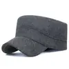 Sombrero Plano de Lana para Otoño e Invierno con Sello Trasero para Hombres con Terciopelo para Mantener el Calor para Personas de Mediana Edad y Mayores Gorra con Visera a Prueba de Frío