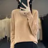 Nuevo suéter de lana grueso sin costuras para otoño e invierno para mujer, jersey de punto de manga larga, prenda básica versátil