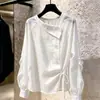 Camisa de Diseño Nicho Otoño 2026 Nuevo Estilo Moda Versátil Temperamento Adelgazante Cintura ceñida con Cinturón Camisa de Color Liso