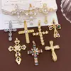 Colgante Transfronterizo Estilo Europeo y Americano Ins Moda Accesorios de Joyería DIY Zirconia Colorida Microincrustada Accesorios de Cruz Geométrica para Mujeres