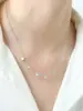 Corrente de Pescoço Emagrecedora Versátil com Disco Liso Doce Corrente para Clavícula Simples Francesa Temperamento Pequeno Redondo Lantejoula Aço Titânio Colar para Mulheres