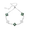 Pulsera Exquisita de Trébol con Diamantes Brillantes de Imitación Nácar con Diseño Hueco y Diamantes, Estilo Deslizante, Moda de Lujo Ligero, Joyería al por Mayor Súper de Hada