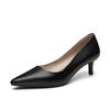 Zapatos de tacón bajo para mujer Cuero genuino Primavera Tacón bajo 3-5cm Tacones altos Zapatos de cuero para mujer Boca poco profunda Talla grande Stiletto Tacón bajo Zapatos de trabajo