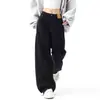 Jeans Rectos Negros Estilo Americano para Primavera y Otoño Mujer Otoño 2025 Nuevos Pantalones de Pierna Ancha Sueltos High Street