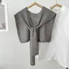 Novo xale de tricô vazado para mulheres, estilo coreano, versátil para o escritório e ambientes com ar condicionado, cor sólida, design com nós, perfeito para usar sobre camisas.