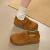 Mule Feminino de Outono com Solado Grosso e Biqueira Dividida 2026 Novo Versátil Fivela de Cinto Solado Macio Slip-On Sapatos Preguiçosos