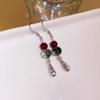 Pendientes de gancho para la oreja con forma de gota de agua de cristal retro, estilo hanfu antiguo, personalidad de nicho simple, temperamento de celebridad de Internet