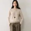 Nuevo Suéter de Cachemira para Mujer Otoño/Invierno 2026, Cachemira Pura de Cabra, Manga Larga, Cuello Redondo, Top Versátil, Suéter de Punto Cálido, Engrosado