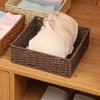 Caixa de armário de mesa de rattan para lanches cesta de armazenamento de roupas íntimas cesta tecida de corda de papel caixa de armazenamento de cosméticos para banheiro