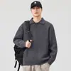Malha de Base Masculina Outono Inverno 2026 Nova, Grossa e Quente, Gola Lapela Simples, Corte Solto