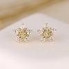 Brincos de ouro 14K com galvanoplastia de temperamento, pequenas estrelas incrustadas com zircônia Super Flash, para dormir sem incomodar, brincos com agulha de prata 925