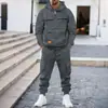 Conjunto con Capucha de Otoño e Invierno para Hombre de Amazon Transfronterizo, Sudadera Juvenil, Ropa de Trabajo para Hombre, Sudadera Chaqueta Casual con Bloques de Color