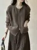 Suéter com zíper e gola redonda estilo coreano Beishan Tongshu para mulheres, estilo preguiçoso de outono, cardigã de tricô macio e versátil multicolorido P2619