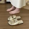 Nuevas Sandalias de Mujer con Hebilla de Cinturón, Amarillas 2025 de Exterior Planas de Moda Verano Playa Chanclas