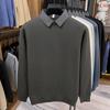 Suéter Falso de Duas Peças com Gola de Tricô Waffle para Homens, Estilo Outono e Inverno, Lã Integrada, Quente, Engrossado, Camada Base de Tricô