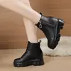 Botines de plataforma para mujer 2026 nuevos zapatos de otoño e invierno con forro de felpa cierre lateral zapatos para mujeres bajas suela gruesa botas de algodón que aumentan la altura