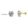 Aretes de Acero Inoxidable Transfronterizos 4 Garras Redondos de Circonita Aretes de Joyería para Perforar de Comercio Exterior Europeo y Americano Individual