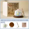 Taza Pequeña de Cerámica Blanca y de Colores Hecha en Fábrica, Taza de Maestro, Tetera Doméstica, Tetera Individual, Bol Alto de Cerámica con Tapa, Bol de Té