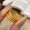 Joias Sand Gold, Design Tradicional de Lótus, Anel Liso para Mulheres, Nicho de Luxo Leve, Design de Alto Padrão, Anéis de Casal, Acessórios