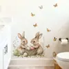 Nova Decoração de Coelho Borboleta Floral Adesivos de Parede de Páscoa Decoração de Embelezamento de Fundo para Quarto Sala de Estar Adesivos de Parede Autoadesivos