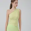 Roupa de Yoga com Bojo Ombro Assimétrico Irregular Colete de Yoga Roupa de Treino Pilates Costas Bonitas Roupa Íntima Esportiva