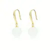 Brincos de Prata Esterlina S925 com Jade Branco Natural Formato de Esfera Redonda Simples, Modernos, Elegantes e Versáteis Brincos de Alta Qualidade