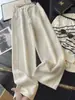 Pantalones de Mujer Ropa de Mujer Elástico Cintura Adelgazante Punto de Caída Pantalones de Lana Rectos de Pierna Ancha Mujer 26 Otoño Invierno Nuevo H091901