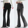 Pantalones de yoga acampanados para mujer talla grande con cintura alta, control de abdomen y diseño de dos piezas falso, adecuados para Pilates y fitness