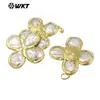 Wt-Jp383 Colgante Clásico de Perla de Agua Dulce Natural con Diseño de Pétalo para Collar de Aretes DIY Accesorios de Joyería para Niñas
