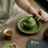 Tetera Pequeña de Cerámica Verde Estilo Dinastías Tang y Song con Incrustaciones Doradas, Juego de Té de Cerámica Estilo Antiguo para Uso Doméstico, Tetera con Forma de Calabaza con Filtro de Agujero de Bola para Preparar Té
