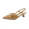 Nuevos Zapatos de Mujer Verano 2024 Sandalias Francesas de Tacón Alto Puntiagudo para Mujer Punta Abierta Trasera Moda Tacón de Aguja Versátil Zapatos de Tacón Alto