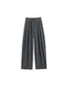 Pantalones de Hoz Grises Claros Estilo Coreano Fluidos para Mujer Otoño 2026 Nuevos de Cintura Alta Adelgazantes de Pierna Ancha Pierna Recta Pantalones Deportivos
