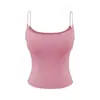 Camisole Sexy para Meninas com Decote de Uma Alça, Alças Finas Elásticas e Bojos, Peça Externa Sexy, Caimento Justo, Costas Valorizadoras, Top sem Mangas