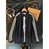 Jaqueta Retro Americana de Gola Alta com Três Listras para Homens e Mulheres, Com Veludo, Solta, Casual, Roupa Esportiva, Cardigã Color Block, Marca Tendência