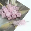 Corrente para Celular de Acrílico Transparente com Rachaduras de Gelo, Quadrada Perfurada, Cristal Colorido com Contas, Acessório para Pendurar no Carro, Joias DIY
