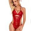 Lencería Europea y Americana de Encaje de Corte Alto Nuevo Estilo Transparente Espalda Descubierta Body Sexy Venta al por Mayor de Fábrica de Amazon Transfronterizo
