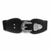 Sello de Cintura Cinturón Ancho para Mujer Decorativo Vestido Traje Suéter Abrigo Vintage Elastor Dorado Tallado Botón Grande Negro