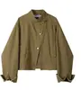 Chaqueta Corta de Mezclilla Color Café Vintage 2026 Nuevo Otoño Temprano Holgada Cuello Alto Chaqueta de Trabajo Ajustada Abrigo de Mezclilla para Mujer