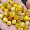 Cuentas redondas de ágata de seda amarilla Cuentas sueltas de jade calcedonia amarilla 10 mm pulsera collar accesorios de joyería cuentas hechas a mano