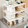 Estante de almacenamiento para encimera de cocina, soporte para ollas extensible, estante de almacenamiento multifuncional para microondas y olla arrocera para el hogar