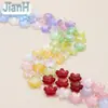 Miçangas de Vidro Gradiente Flor de Cerejeira de Alta Transparência, Formato de Flor de Cinco Pétalas Multicolorido, Pulseira DIY Feita à Mão, Colar, Joias, Acessórios para Miçangas