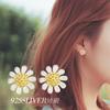 Pendientes de plata de ley s925 con diseño de girasol y margaritas, joyería coreana al por mayor.