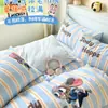 Conjunto de quatro peças de toalha Disney 100% algodão Classe A bordado escovado, lençol de cama 100% algodão, capa de edredom, lençol com elástico, conjunto de três peças para dormitório estudantil