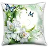Funda de almohada floral transfronteriza para decoración de casa modelo, hortensia, lirio, estampado de mariposa, funda de almohada para el hogar, admite diseño personalizado