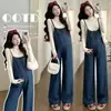 Em estoque Outono/Inverno 2026 Moda Gestante Novo Estilo Dupla Face Macacão Gestante + Blusa Damasco Conjunto Gestante